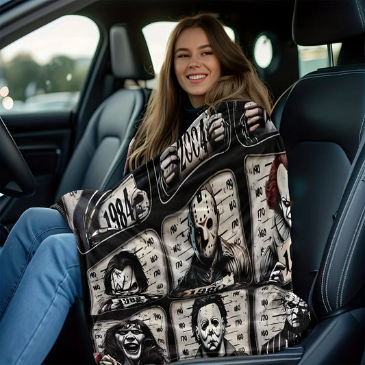 Soft Horror Icons Throw Blanket - Cozy Halloween Bedding