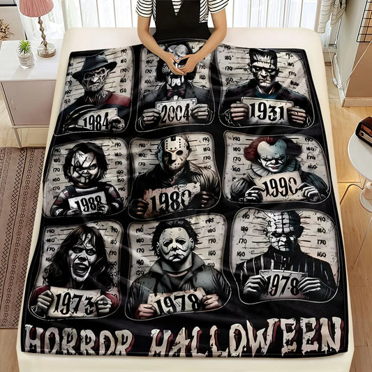 Soft Horror Icons Throw Blanket - Cozy Halloween Bedding