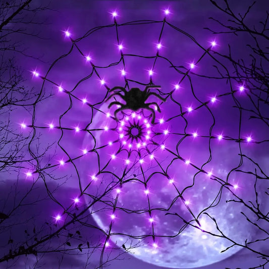 Halloween LED String Light Spider Web Ghost Festival Atmosphere Light for Haunted House Party Decoration Colorful Lighting